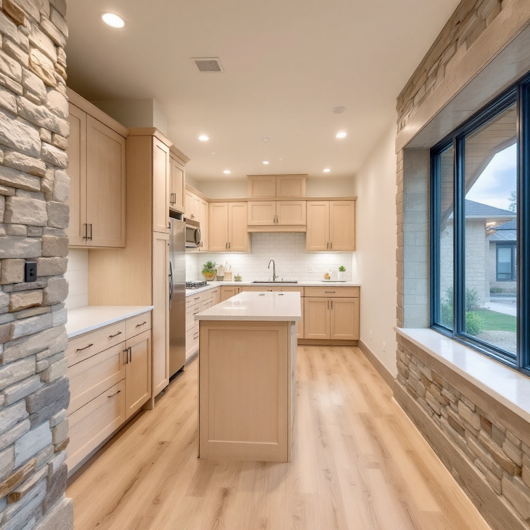 A basement accessory dwelling unit with a kitchenette